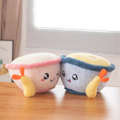 Large Plushie Cartoon Bowl of Ramen with Tempura Shrimp, 12" | 30 cm plush toy – – – Image 1 | Plushie Produce