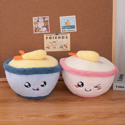 Large Plushie Cartoon Bowl of Ramen with Tempura Shrimp, 12" | 30 cm plush toy – – – Image 5 | Plushie Produce