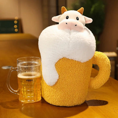 Plushie Beer Mug with a Cow or Fox, 15-23" | 38-50 cm plush toy – – Cow – Image 5 | Plushie Produce