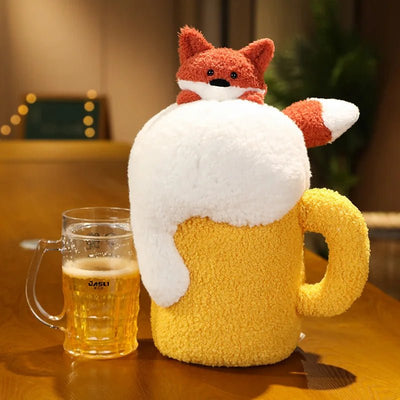 Plushie Beer Mug with a Cow or Fox, 15-23" | 38-50 cm plush toy – – Tangerine fox – Image 6 | Plushie Produce