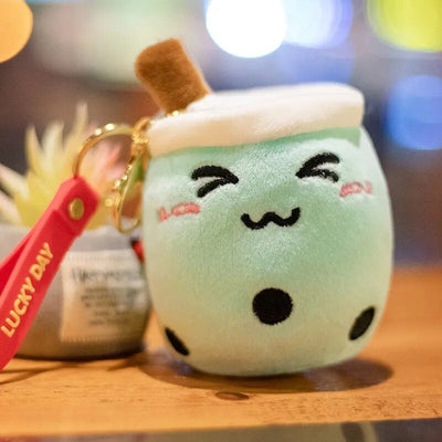 Plushie Bubble Tea Keychain, 12 Varieties, 4" | 10 cm plush toy – – green close – Image 2 | Plushie Produce