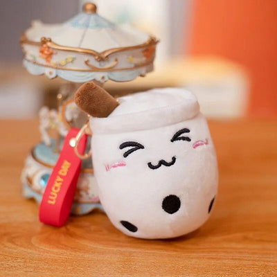 Plushie Bubble Tea Keychain, 12 Varieties, 4" | 10 cm plush toy – – white close – Image 11 | Plushie Produce