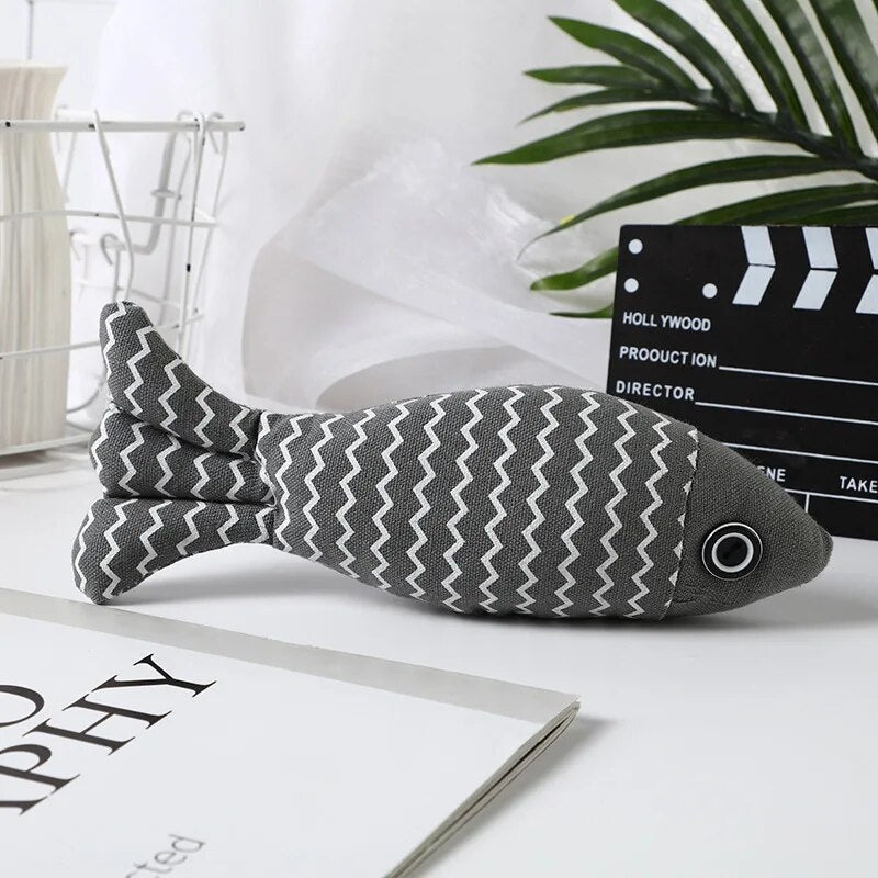 Plushie Fish Cat Catnip Toy, Three Colors, 7" | 19 cm plush toy – – Gray – Image 3 | Plushie Produce