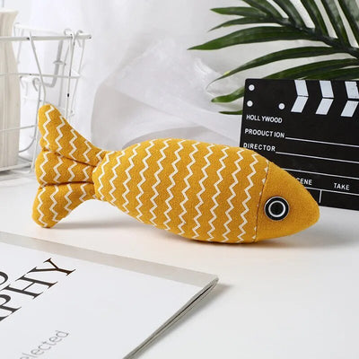 Plushie Fish Cat Catnip Toy, Three Colors, 7" | 19 cm plush toy – – Yellow – Image 2 | Plushie Produce