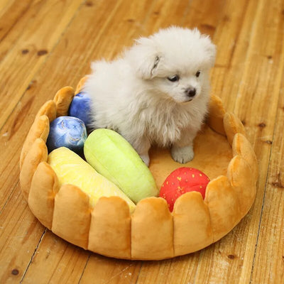 Plushie Fruit Tart Pet Bed for Cats and Small Dogs plush toy – – – Image 1 | Plushie Produce
