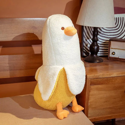 Plushie Fuzzy Banana Duck, Two Colors, 20" | 50 cm plush toy – – White – Image 1 | Plushie Produce