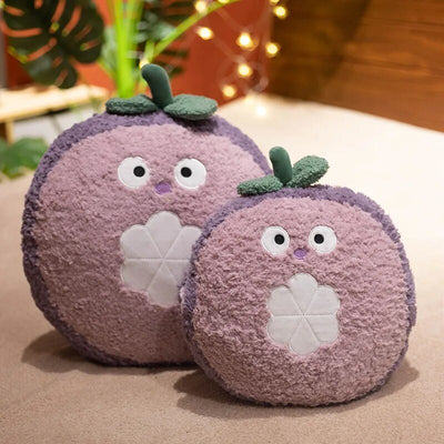 Plushie Fuzzy Fruit w/Optional Handwarmer, 5 Fruits, 14-18" | 36-45 cm plush toy – – Mangosteen – Image 15 | Plushie Produce