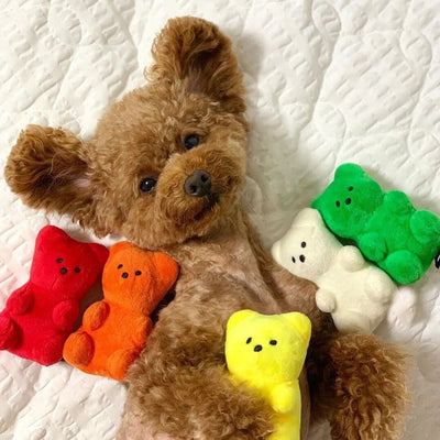 Plushie Gummy Bear Squeaky Chew Toy, 5 Colors, 4" | 11 cm plush toy – – – Image 1 | Plushie Produce