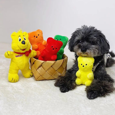Plushie Gummy Bear Squeaky Chew Toy, 5 Colors, 4" | 11 cm plush toy – – – Image 6 | Plushie Produce