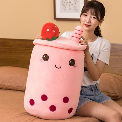 Plushie Jumbo Strawberry Bubble Tea, 9-28" | 23-70 cm plush toy – – – Image 6 | Plushie Produce