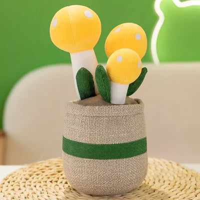 Plushie Potted Mushrooms, 9" | 23 cm plush toy – – yellow – Image 4 | Plushie Produce