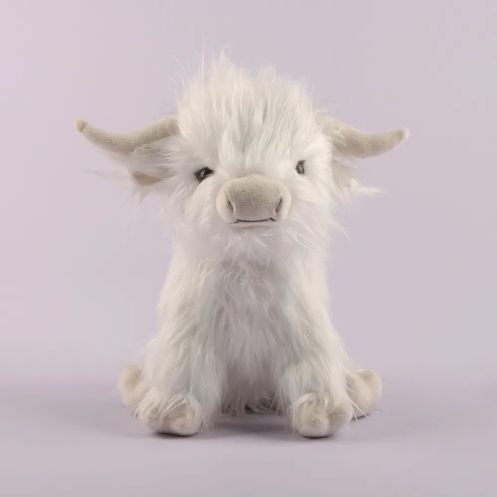 Plushie Realistic Highland Cow, Three Colors, 10" | 25 cm plush toy – – 25cm white – Image 7 | Plushie Produce