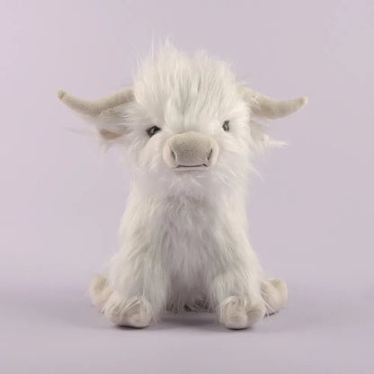 Plushie Realistic Highland Cow, Three Colors, 10" | 25 cm plush toy – – 25cm white – Image 7 | Plushie Produce