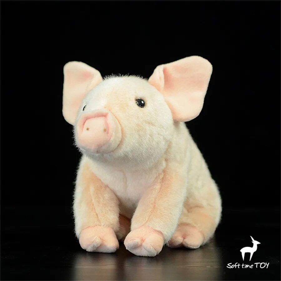 Plushie Realistic Sitting Pig, Two Colors, 7" | 18 cm plush toy – – – Image 1 | Plushie Produce