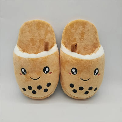 Plushie Small Bubble Tea Slippers, Children's Size 6 plush toy – – – Image 1 | Plushie Produce