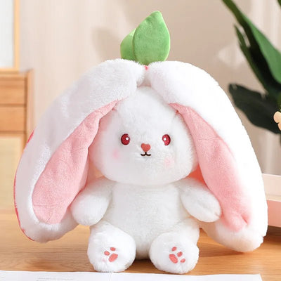 Reversible Rabbit Stuffed Animal in a Strawberry or Carrot, 7-14" | 18-35 cm plush toy – – – Image 8 | Plushie Produce