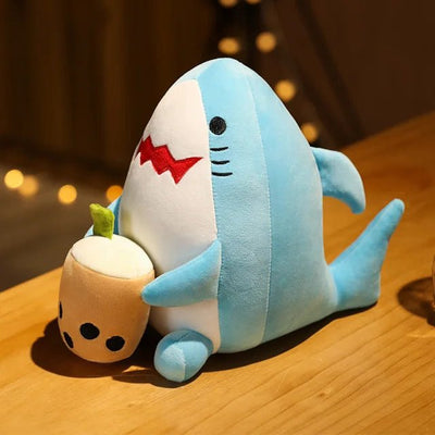 Shark Plushie Drinking a Boba Tea, 8" | 20 cm plush toy – – – Image 3 | Plushie Produce
