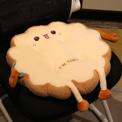 Slice of Toast Plushie Seat Cushions, 16-18" | 40-45 cm plush toy – – Round/Cute – Image 4 | Plushie Produce