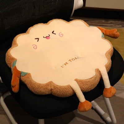 Slice of Toast Plushie Seat Cushions, 16-18" | 40-45 cm plush toy – – Round/Laughing – Image 6 | Plushie Produce